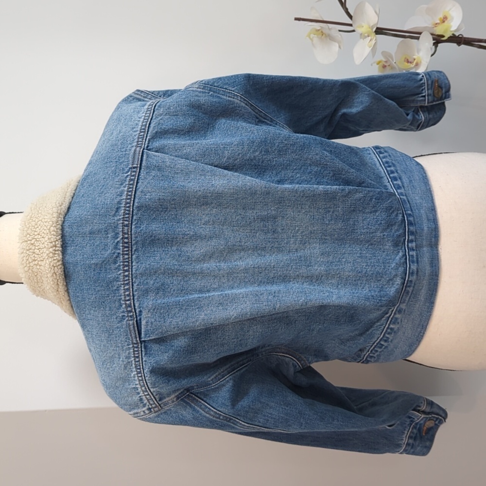 ✨HP✨ Gap Denim Long Sleeve Oversized Sherpa Jean Jacket Women's Petite XS - Picture 6 of 10